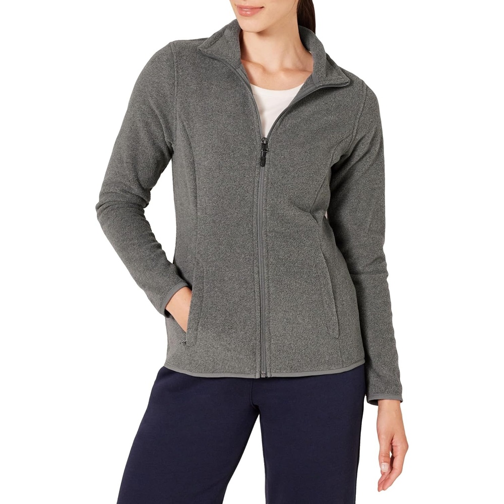 image:imageAmazon Essentials Womens ClassicFit FullZip Polar Soft Fleece Jacket Outerwear Coat with Cuffs Available in Plus SizeCharcoal Heather