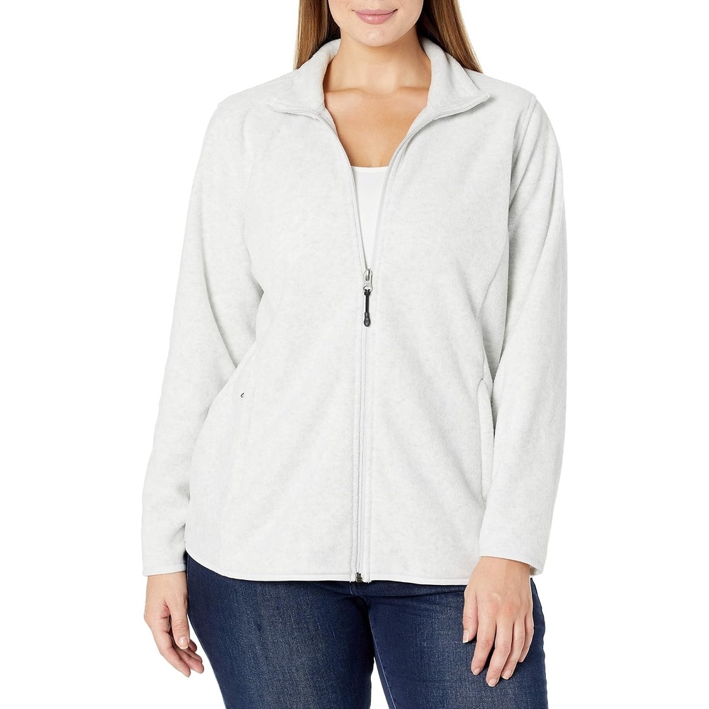 image:imageAmazon Essentials Womens ClassicFit FullZip Polar Soft Fleece Jacket Outerwear Coat with Cuffs Available in Plus SizeLight Grey Heather