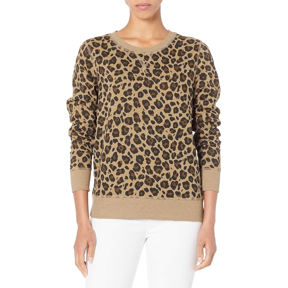 image:imageAmazon Essentials Womens Fleece Crewneck Long Sleeve Pullover Sweatshirt Available in Plus SizeLeopard