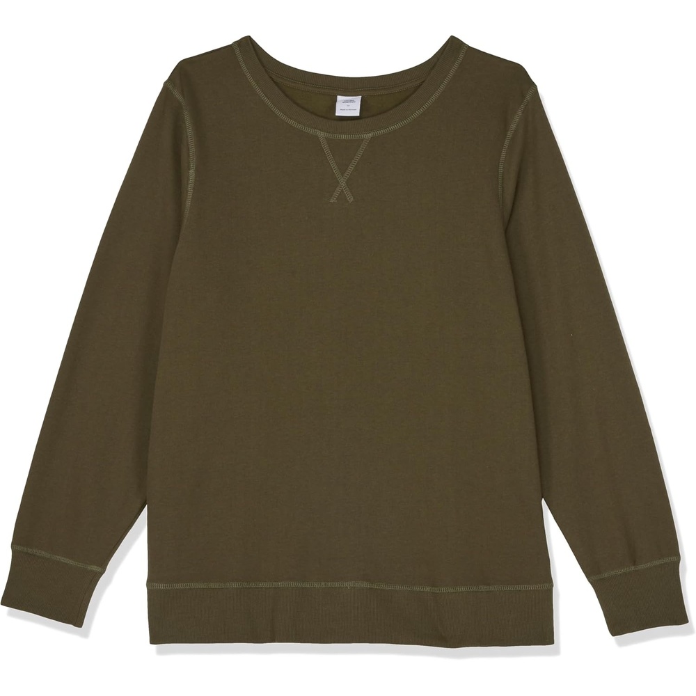 image:imageAmazon Essentials Womens Fleece Crewneck Long Sleeve Pullover Sweatshirt Available in Plus SizeOlive