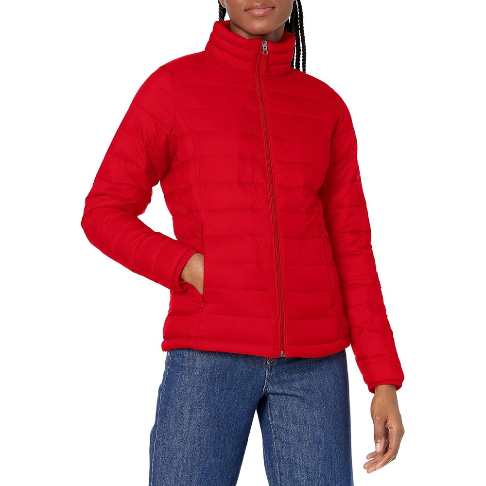 image:imageAmazon Essentials Womens Lightweight LongSleeve WaterResistant Packable Puffer Jacket Available in Plus SizeBright Poppy Red