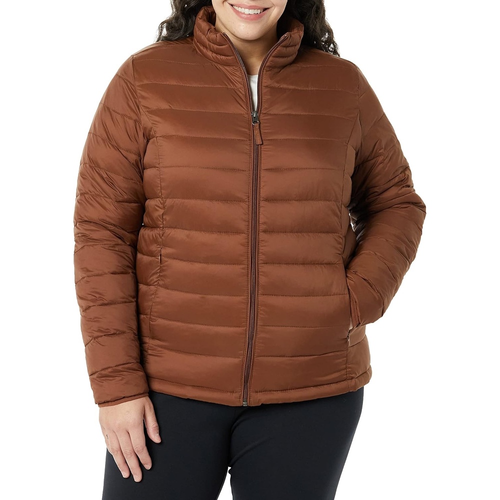 image:imageAmazon Essentials Womens Lightweight LongSleeve WaterResistant Packable Puffer Jacket Available in Plus SizeDark Toffee Brown