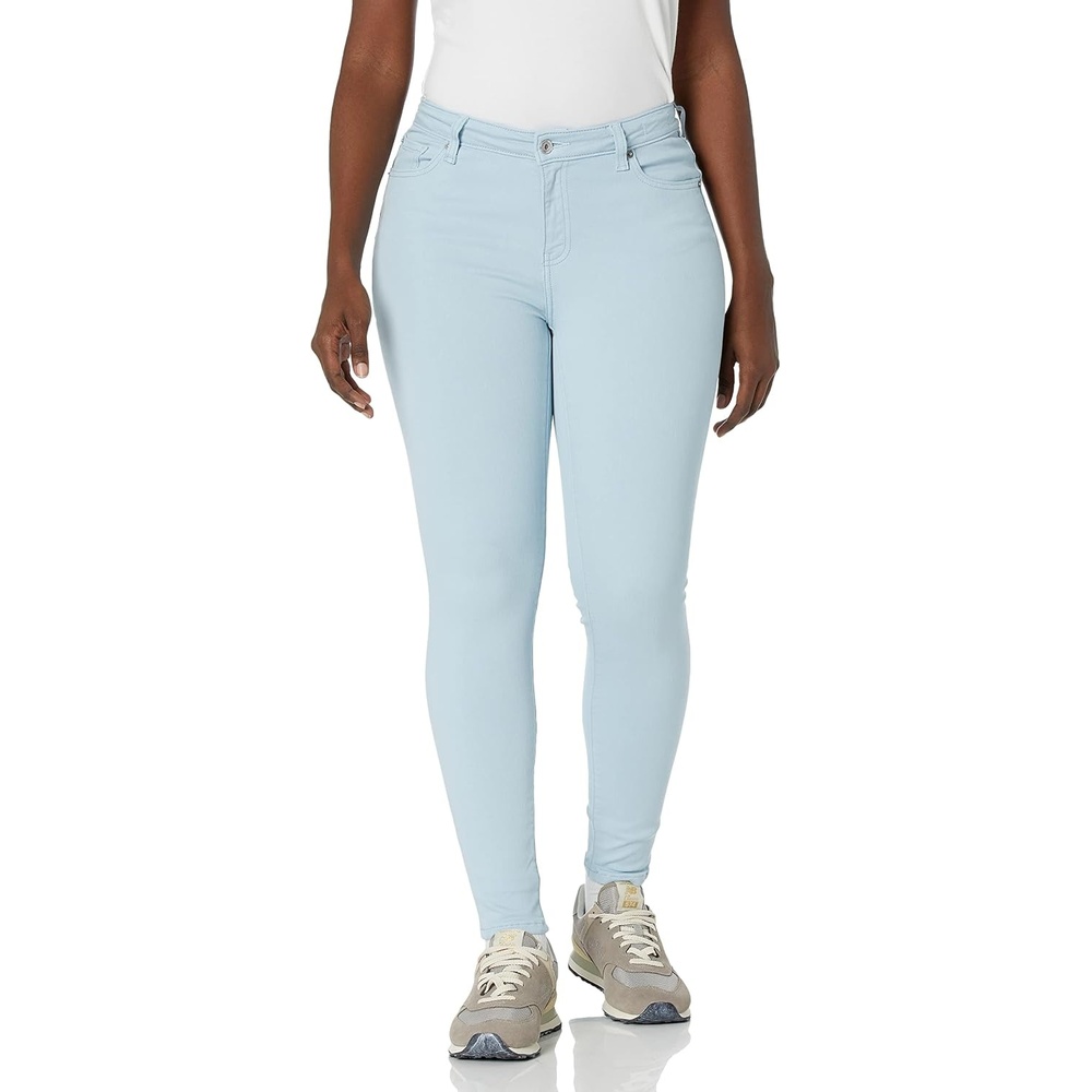 image:imageAmazon Essentials Womens MidRise Stretchy Skinny Denim Jeans 5PocketPale Blue