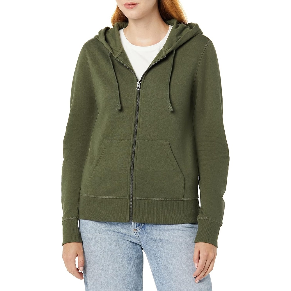 image:imageAmazon Essentials Womens Midweight Fleece FullZip Hoodie with Drawstring Available in Plus SizeDark Olive