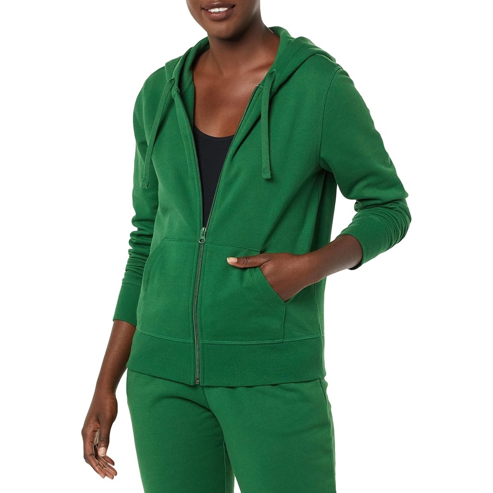image:imageAmazon Essentials Womens Midweight Fleece FullZip Hoodie with Drawstring Available in Plus SizeGreen