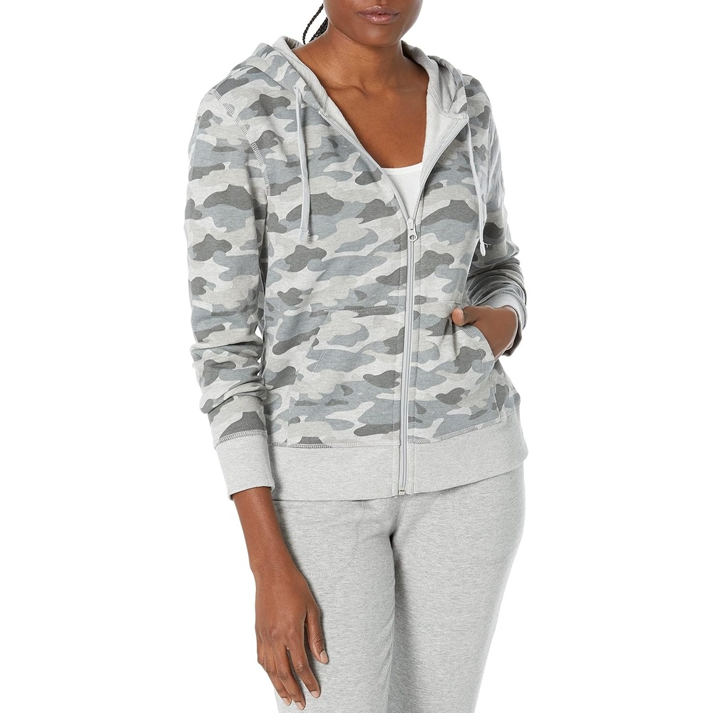 image:imageAmazon Essentials Womens Midweight Fleece FullZip Hoodie with Drawstring Available in Plus SizeGrey Camo