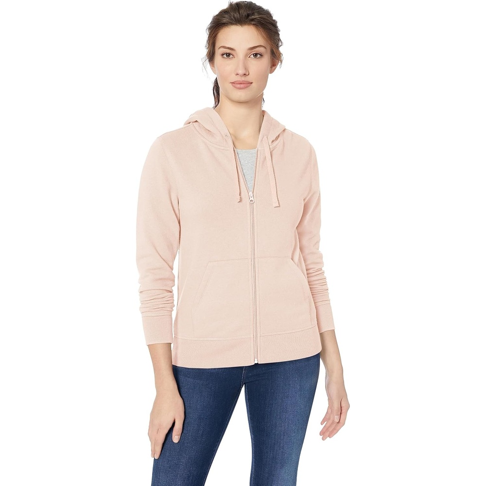 image:imageAmazon Essentials Womens Midweight Fleece FullZip Hoodie with Drawstring Available in Plus SizeLight Pink