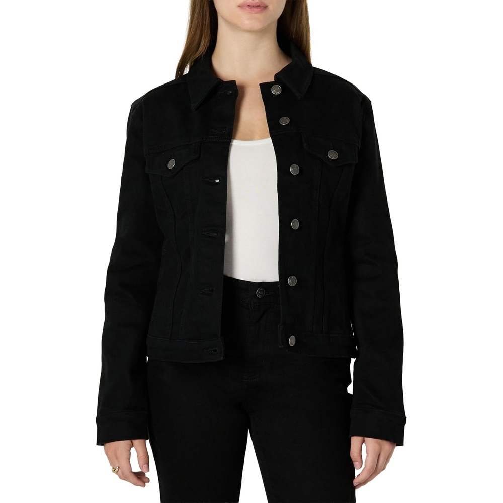image:imageAmazon Essentials Womens OversizedFit Rigid Denim Trucker JacketBlack