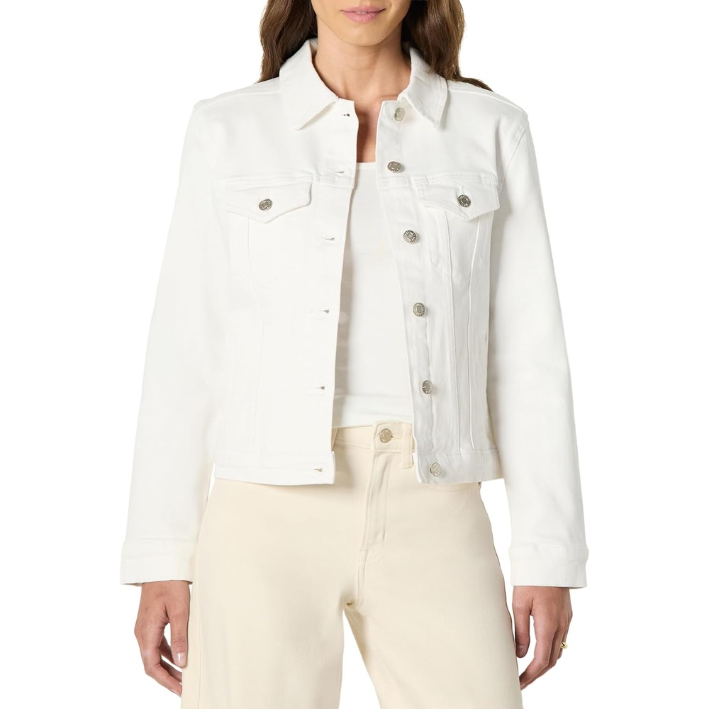 image:imageAmazon Essentials Womens OversizedFit Rigid Denim Trucker JacketWhite