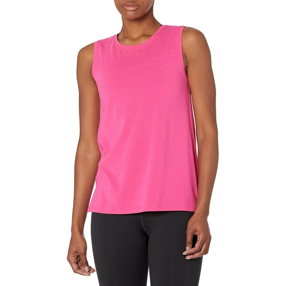 image:imageAmazon Essentials Womens Soft Breathable Cotton RelaxedFit Yoga Tank Top for Sports Wear Available in Plus SizeBright Pink
