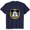 Amazon Essentials Disneyland Shirts, Disney Smiling Mickey T-Shirt, Classic Comfort Fit, Yellow Circle Design, Men’s, Black, Small(Navy Blue)