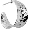 Amazon Essentials Fine Silver Plated 25mm X 13.7mm Medium Hammered Post Hoop Earrings, Silver Finish