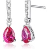 Amazon Essentials Platinum Over Sterling Silver Ruby and 0.1 Carat Total Weight Lab Grown Diamond Pear Linear Tear Drop Earrings