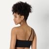 Amazon Essentials Women’s Active FormFlex Buttery Soft Light Support One Shoulder Strappy Back Sports Bra(Black)
