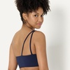 Amazon Essentials Women’s Active FormFlex Buttery Soft Light Support One Shoulder Strappy Back Sports Bra(Navy)