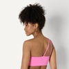 Amazon Essentials Women’s Active FormFlex Buttery Soft Light Support One Shoulder Strappy Back Sports Bra(Pink)