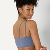 Amazon Essentials Women’s Active FormFlex Buttery Soft Light Support One Shoulder Strappy Back Sports Bra(Slate Grey)
