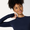 Amazon Essentials Women’s Active FormFlex Buttery Soft Slim Fit Crop Layering Workout Top, Moisture-Wicking(Navy)