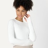 Amazon Essentials Women’s Active FormFlex Buttery Soft Slim Fit Crop Layering Workout Top, Moisture-Wicking(White)
