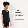 Amazon Essentials Women’s Active Soft Cotton Modal V-Neck Short Sleeve Lightweight Yoga Workout T-Shirt with Curved Hem(Black)