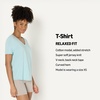 Amazon Essentials Women’s Active Soft Cotton Modal V-Neck Short Sleeve Lightweight Yoga Workout T-Shirt with Curved Hem(Light Blue)
