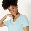 Amazon Essentials Women’s Active Soft Cotton Modal V-Neck Short Sleeve Lightweight Yoga Workout T-Shirt with Curved Hem(Light Blue)