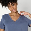 Amazon Essentials Women’s Active Soft Cotton Modal V-Neck Short Sleeve Lightweight Yoga Workout T-Shirt with Curved Hem(Slate Grey)