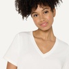 Amazon Essentials Women’s Active Soft Cotton Modal V-Neck Short Sleeve Lightweight Yoga Workout T-Shirt with Curved Hem(White)