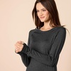 Amazon Essentials Womens Brushed Tech Stretch Long-Sleeve Crewneck Shirt (Available in Plus Size)(Black/Space Dye)