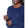 Amazon Essentials Womens Brushed Tech Stretch Long-Sleeve Crewneck Shirt (Available in Plus Size)(Navy Space Dye)