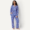 Amazon Essentials Women’s Cotton Stretch Poplin Pajama Set, Long Sleeve Button-Down Shirt with Pants(Blue Paisley Floral)