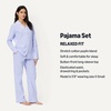 Amazon Essentials Women’s Cotton Stretch Poplin Pajama Set, Long Sleeve Button-Down Shirt with Pants(Blue Pinstripe)