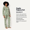 Amazon Essentials Women’s Cotton Stretch Poplin Pajama Set, Long Sleeve Button-Down Shirt with Pants(Light Pink Palm Leaves)