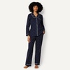 Amazon Essentials Women’s Cotton Stretch Poplin Pajama Set, Long Sleeve Button-Down Shirt with Pants(Navy Ivory Dot)