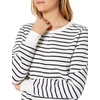 Amazon Essentials Women’s Fleece Crewneck Long Sleeve Pullover Sweatshirt (Available in Plus Size)(Navy White Horizontal Stripe)