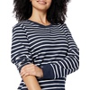 Amazon Essentials Women’s Fleece Crewneck Long Sleeve Pullover Sweatshirt (Available in Plus Size)(Navy White Stripe)