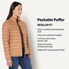 Amazon Essentials Women’s Lightweight Long-Sleeve Water-Resistant Packable Puffer Jacket (Available in Plus Size)(Light Brown)