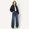 Amazon Essentials Women’s Relaxed-Fit Denim Bomber Jacket(Black)