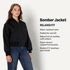 Amazon Essentials Women’s Relaxed-Fit Denim Bomber Jacket(Black)