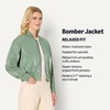 Amazon Essentials Women’s Relaxed-Fit Denim Bomber Jacket(Dark Sage Green)