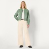 Amazon Essentials Women’s Relaxed-Fit Denim Bomber Jacket(Dark Sage Green)