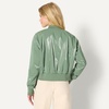 Amazon Essentials Women’s Relaxed-Fit Denim Bomber Jacket(Dark Sage Green)