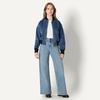 Amazon Essentials Women’s Relaxed-Fit Denim Bomber Jacket(Medium Blue Vintage)