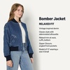 Amazon Essentials Women’s Relaxed-Fit Denim Bomber Jacket(Medium Blue Vintage)