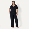 Amazon Essentials Women’s Soft Cotton Modal Short Sleeve T-Shirt and Pant Pajama Set(Black)