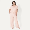Amazon Essentials Women’s Soft Cotton Modal Short Sleeve T-Shirt and Pant Pajama Set(Light Pink)