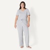 Amazon Essentials Women’s Soft Cotton Modal Short Sleeve T-Shirt and Pant Pajama Set(Medium Grey Heather)