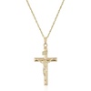 Amazon Essentials 14k Gold Filled Solid Beveled Edge Embossed Crucifix Cross Pendant Necklace with Chain, 18″
