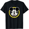 Amazon Essentials Disneyland Shirts, Disney Smiling Mickey T-Shirt, Classic Comfort Fit, Yellow Circle Design, Men’s, Black, Small(Black)