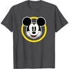 Amazon Essentials Disneyland Shirts, Disney Smiling Mickey T-Shirt, Classic Comfort Fit, Yellow Circle Design, Men’s, Black, Small(Dark Heather Grey)